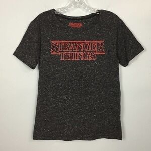 𝅺stranger Things Charcoal Gray Speckled Graphic Tee Women's Size M Short Sleeve